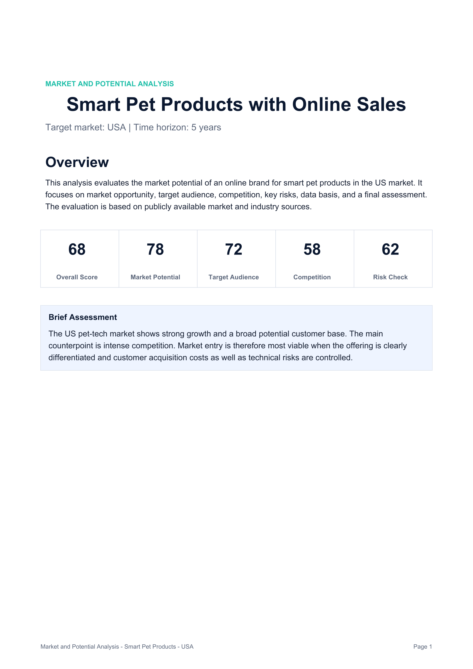 Preview Basic — Market & Potential Analysis, page 1