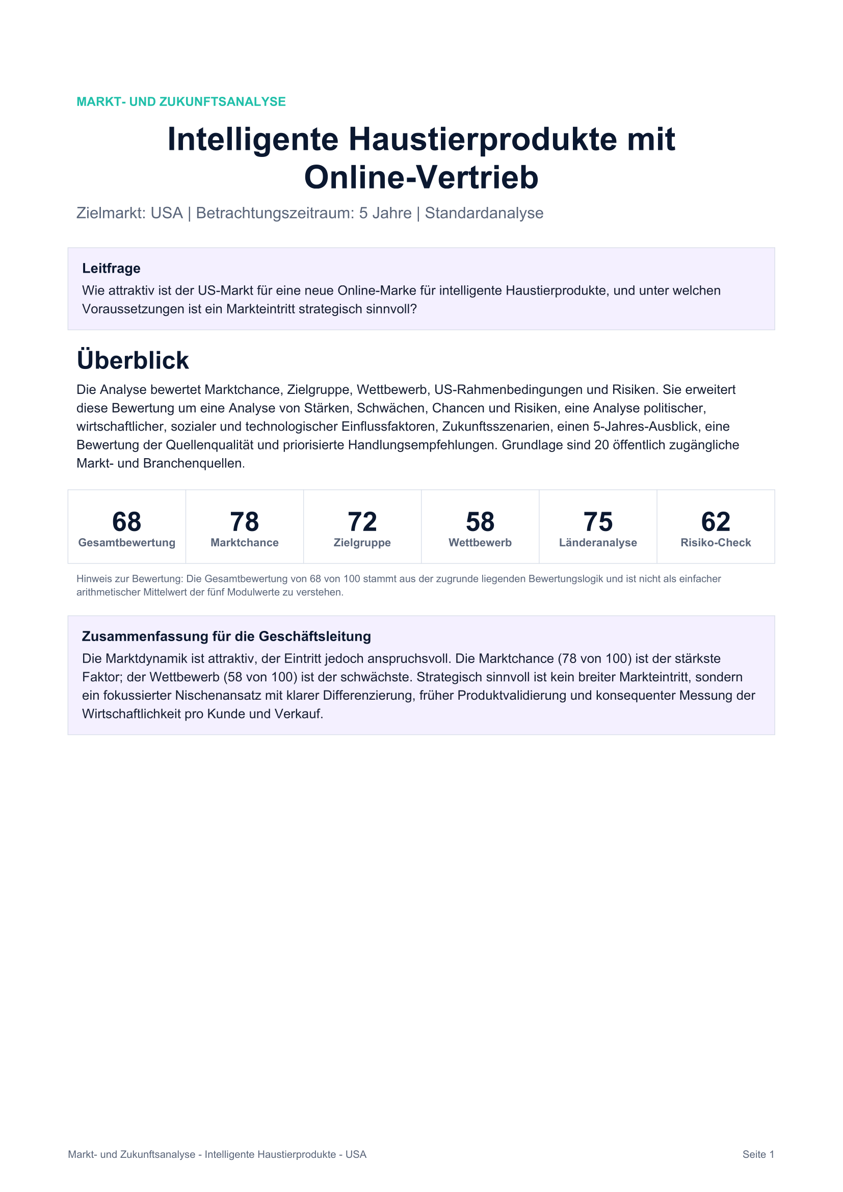 Vorschau Standard — Markt- und Zukunftsanalyse, Seite 1